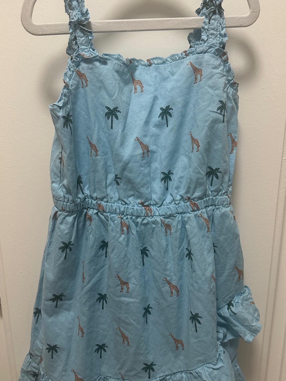 Janie and Jack Blue Giraffe & Palm Print Sundress